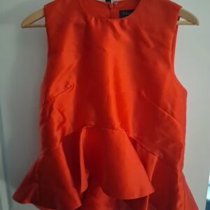 Orange Sleeveless Peplum Top